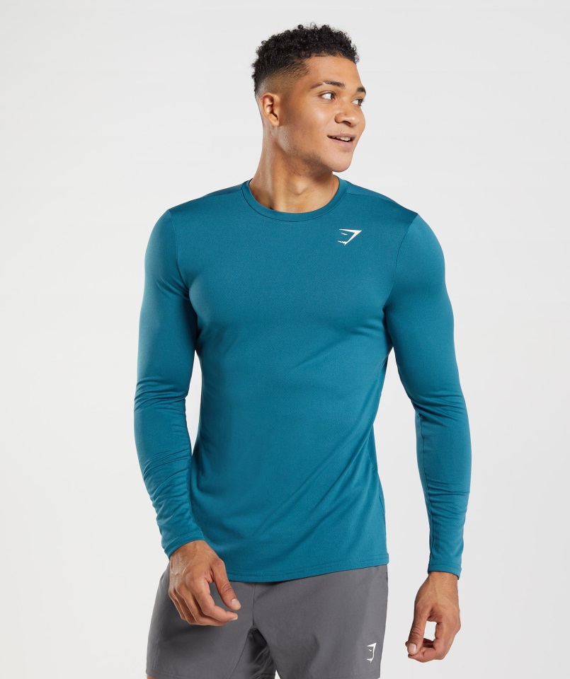 Camiseta De Manga Larga De Llegada Azul Atlántico Gymshark