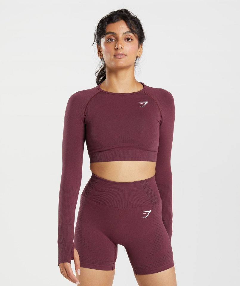 Gymshark Top Corto Sin Costuras 2.0 Granate Granate Jaspeado Vital