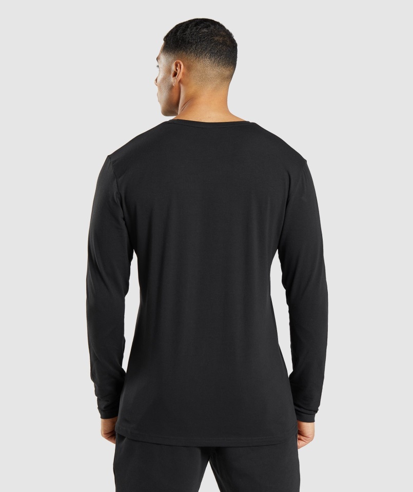 Camiseta Gymshark Negra Esencial Manga Larga