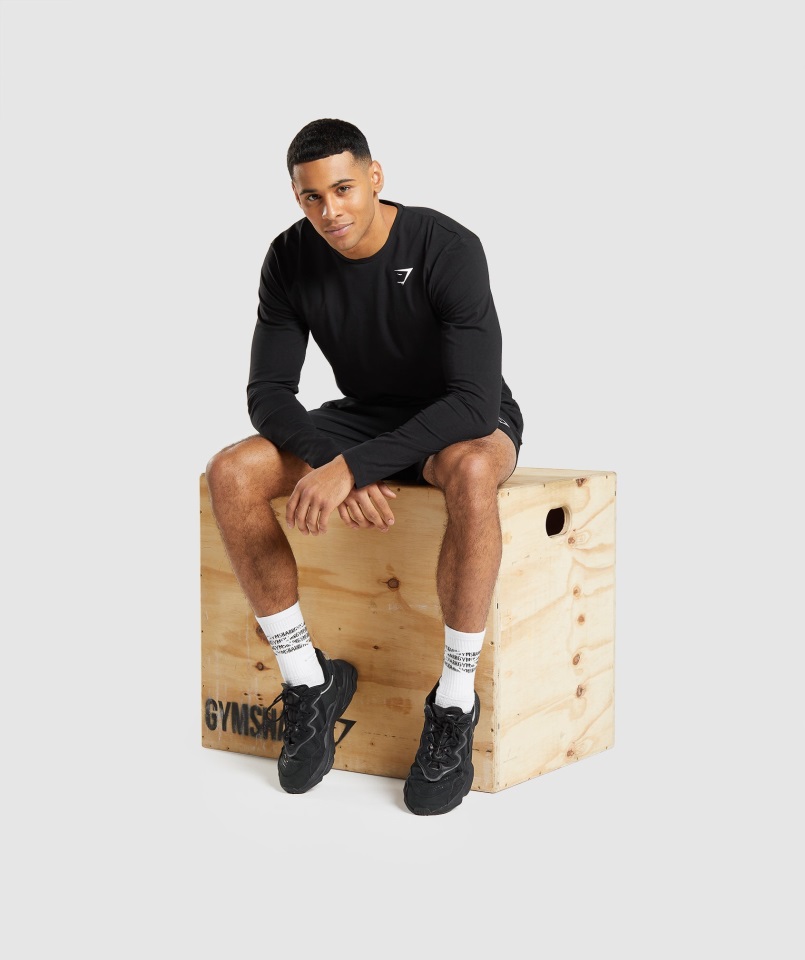 Camiseta Gymshark Negra Esencial Manga Larga