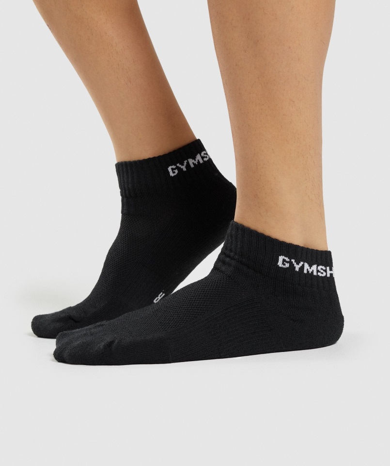 Gymshark Jacquard Negro Cuartos De Calcetines Paquete De 3