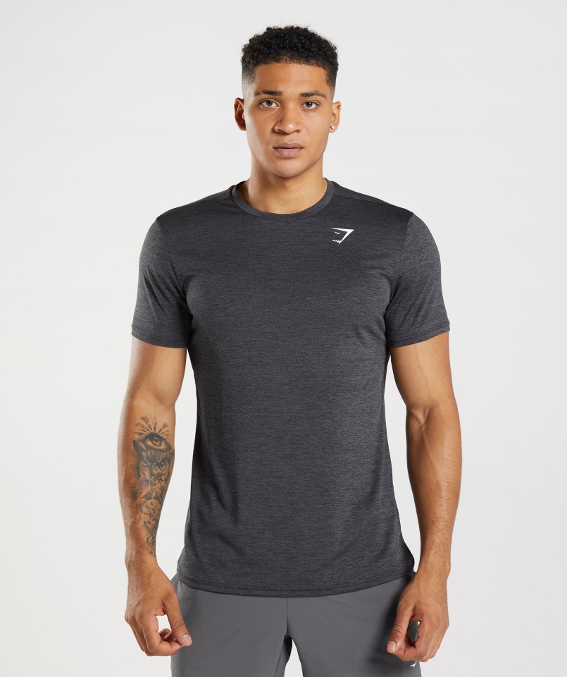 Camiseta Gymshark Llegada Jaspeado Gris ónix Negro Jaspeado