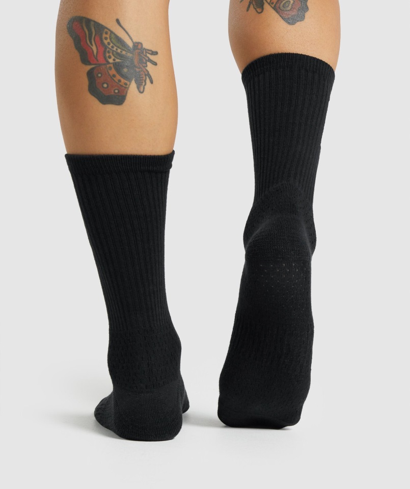 Paquete De 1 Calcetín Bordado Premium Negro Gymshark