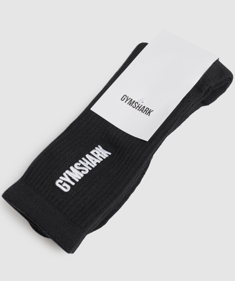 Paquete De 1 Calcetín Bordado Premium Negro Gymshark