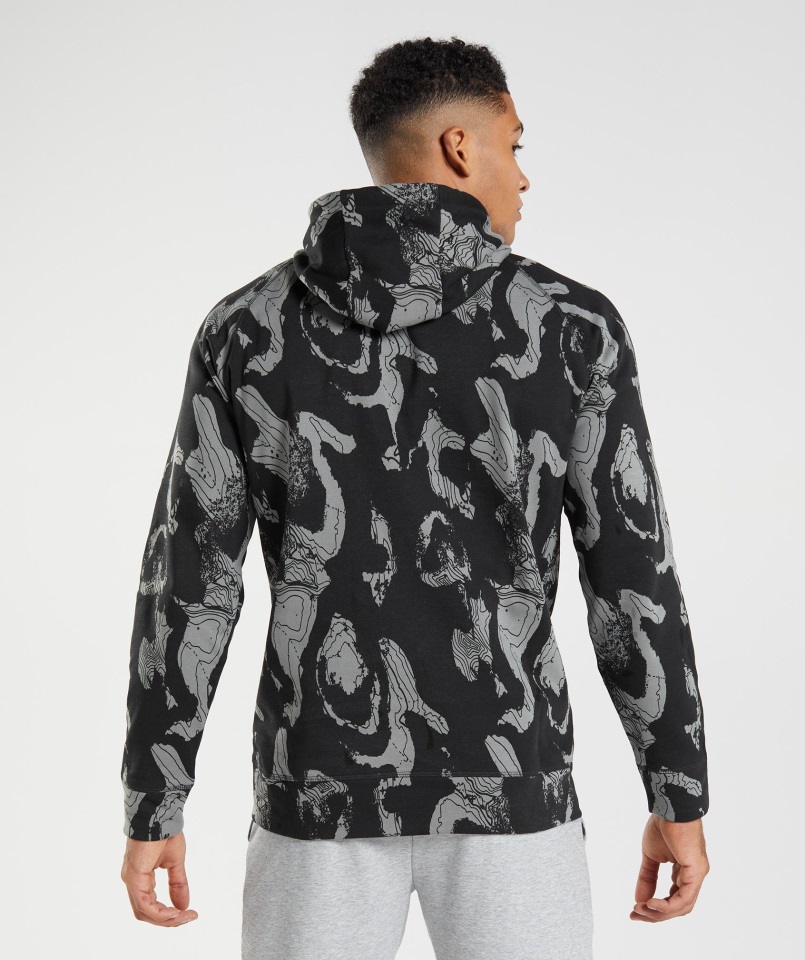 Gymshark Sudadera Negra Con Estampado De Mapa