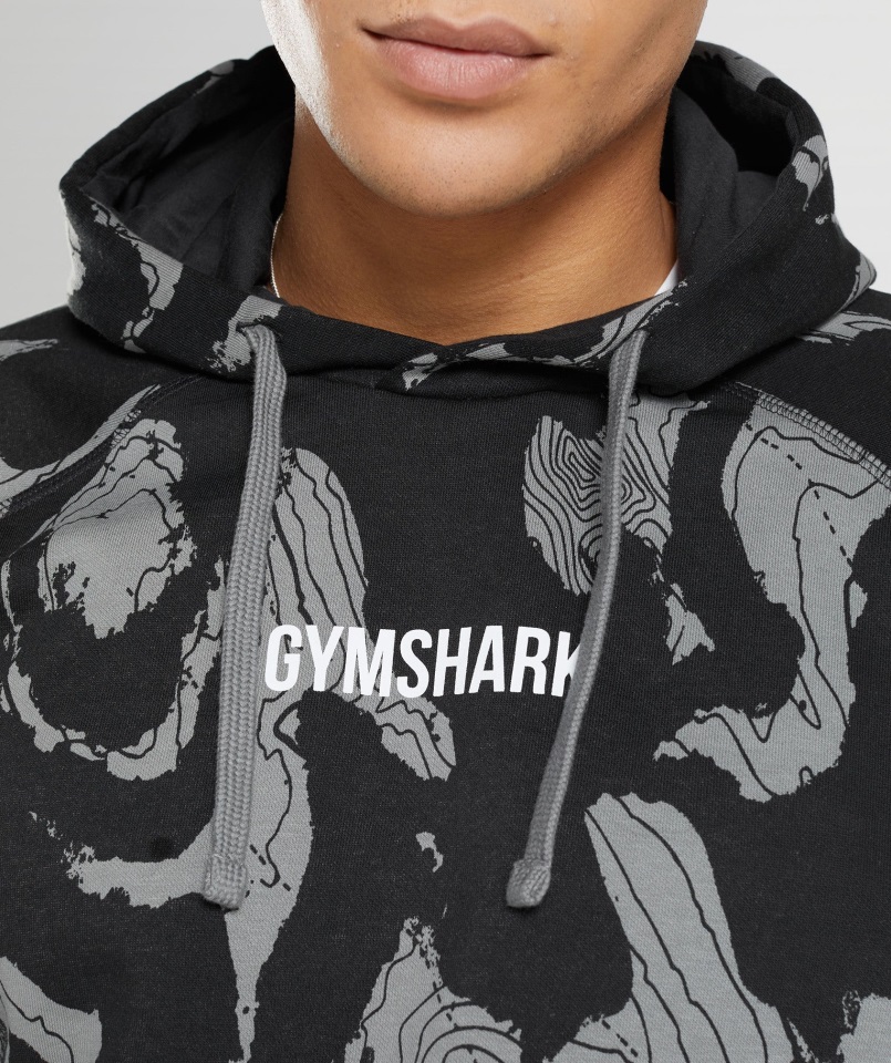 Gymshark Sudadera Negra Con Estampado De Mapa