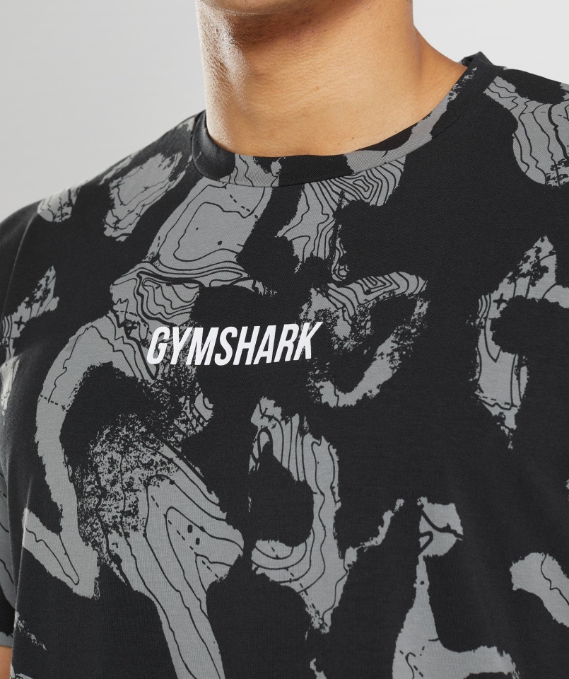 Camiseta Extragrande Con Estampado De Mapa Negro Gymshark