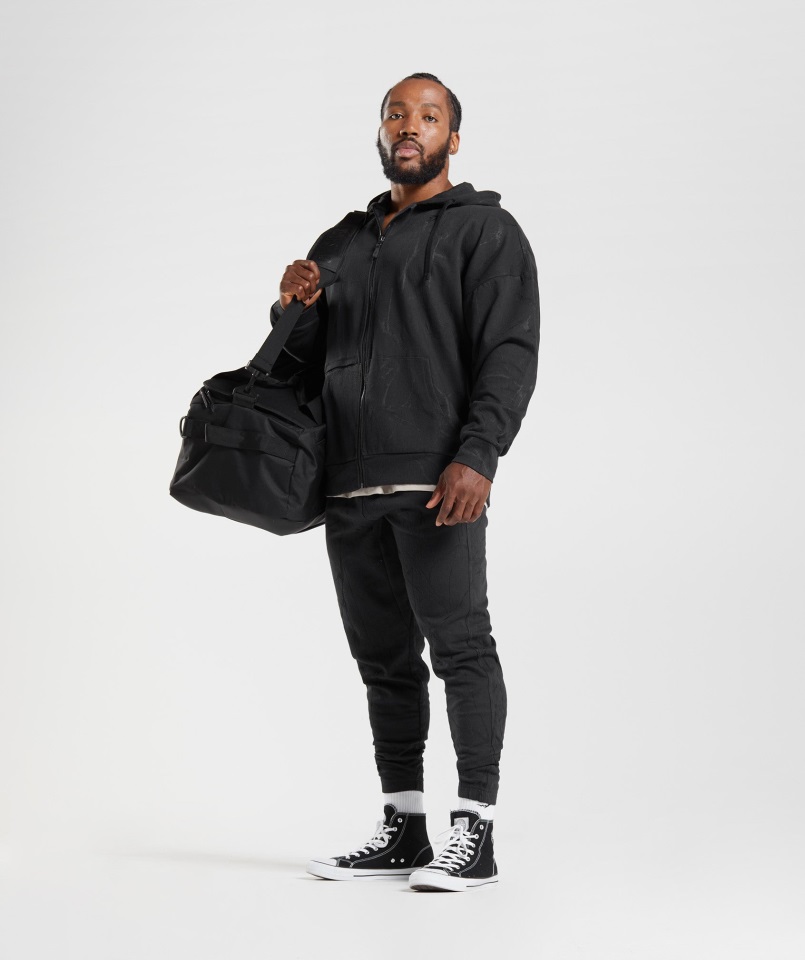 Gymshark Sudadera Con Capucha Y Cremallera Negra Con Estampado Power