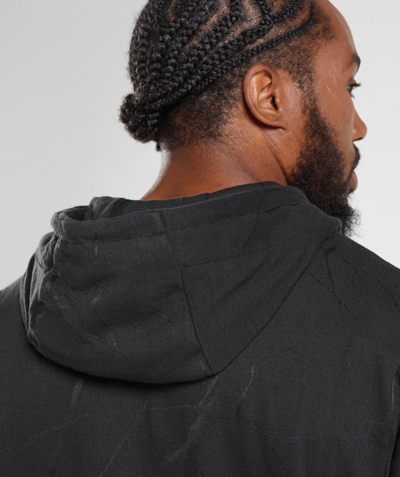 Gymshark Sudadera Con Capucha Y Cremallera Negra Con Estampado Power