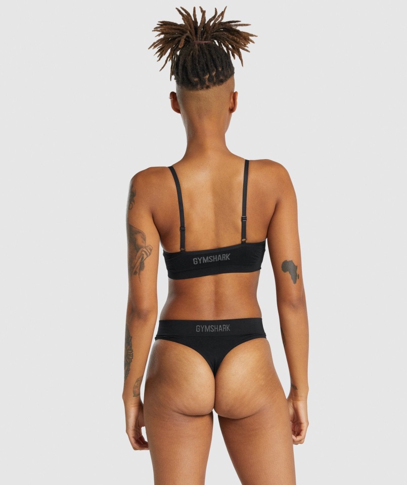 Bralette Gymshark Negro Sin Costuras Con Escote Bajo