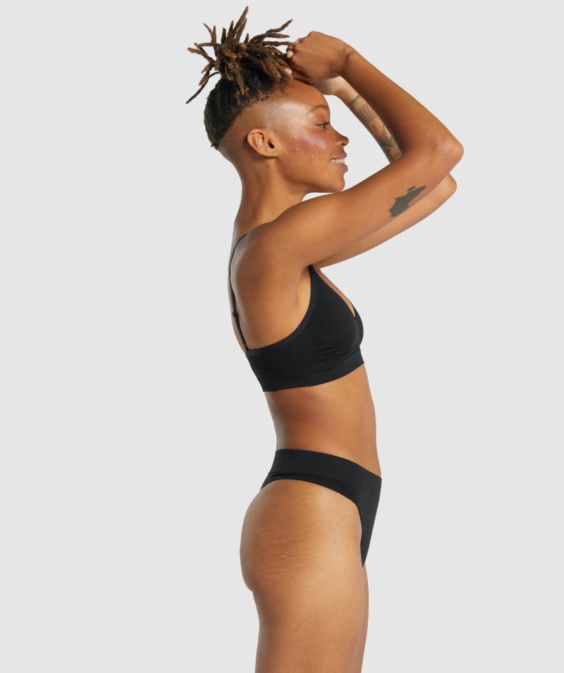 Bralette Gymshark Negro Sin Costuras Con Escote Bajo