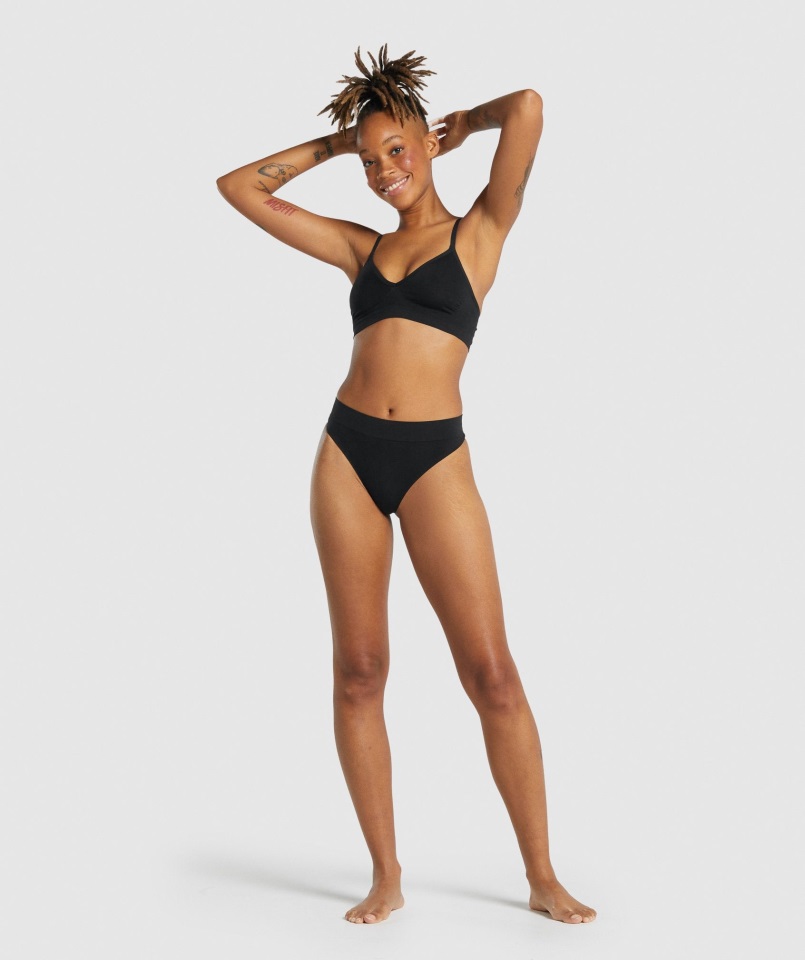 Bralette Gymshark Negro Sin Costuras Con Escote Bajo