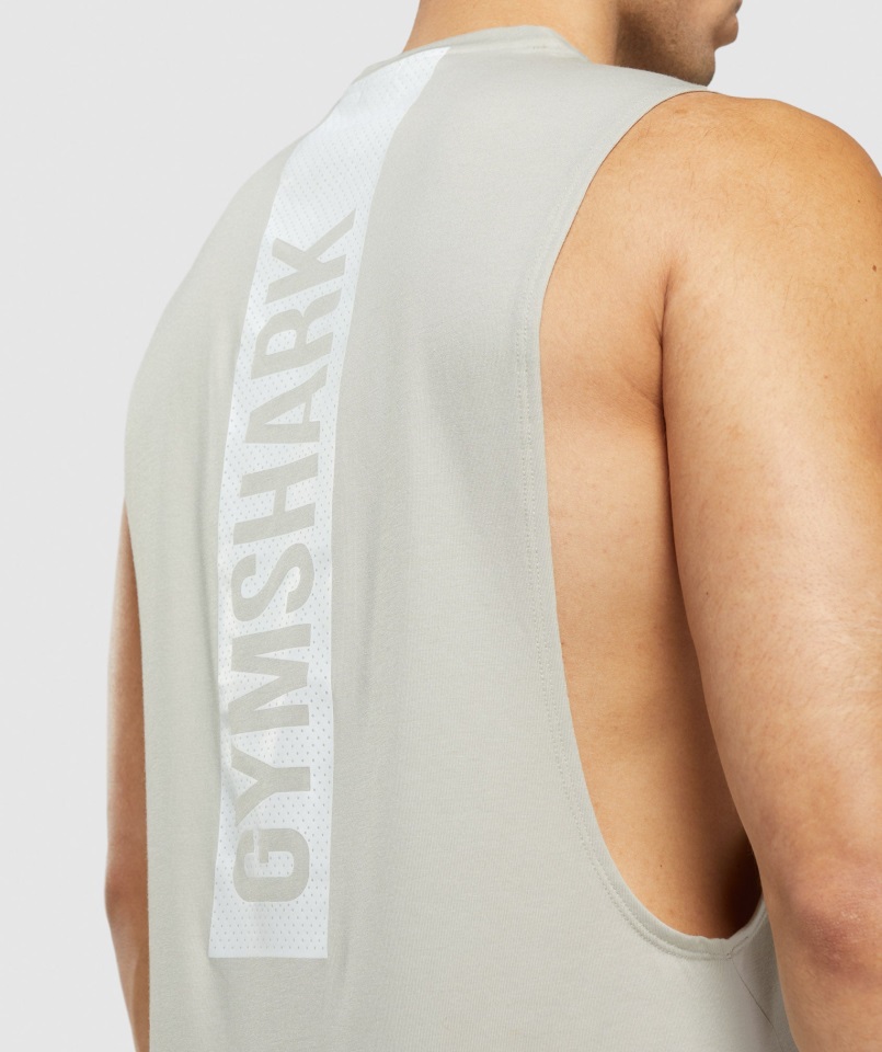 Gymshark Negrita Tanque Brazo Caída Guijarro Gris