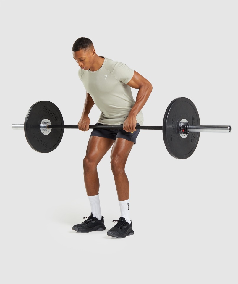 Camiseta Gymshark Negrita Gris Guijarro