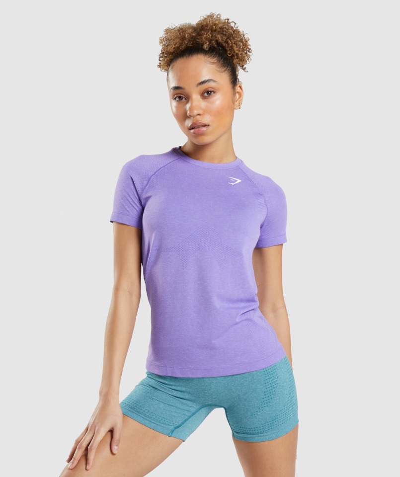Camiseta Gymshark Violeta Brillante Jaspeado Vital Sin Costuras 2.0 Light