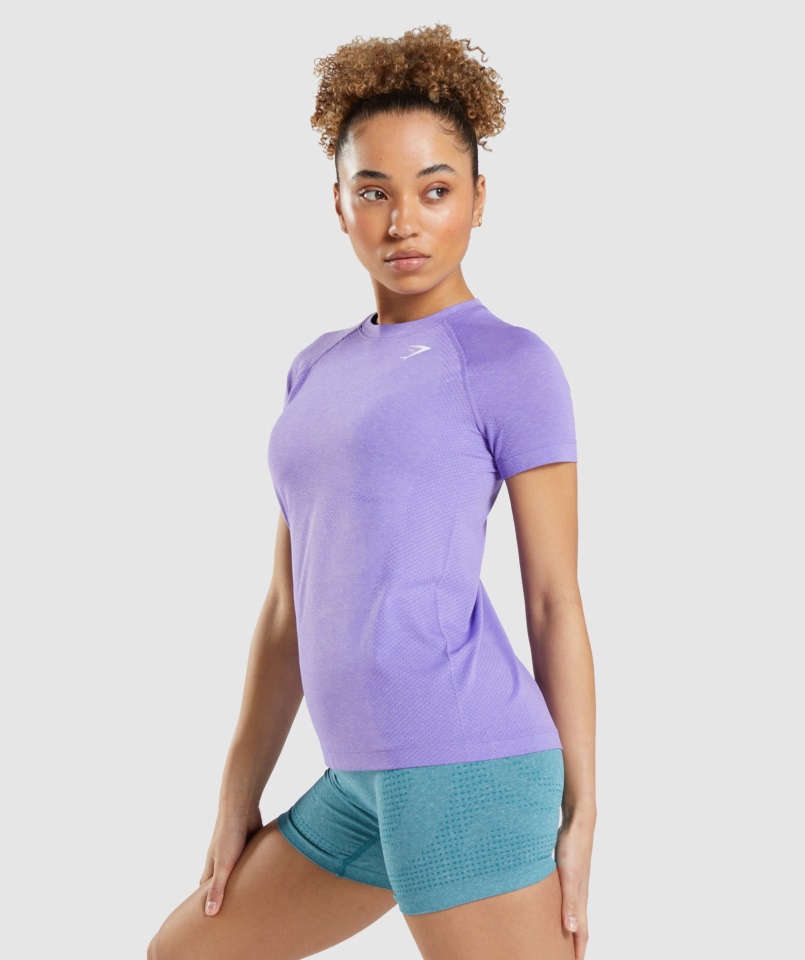 Camiseta Gymshark Violeta Brillante Jaspeado Vital Sin Costuras 2.0 Light