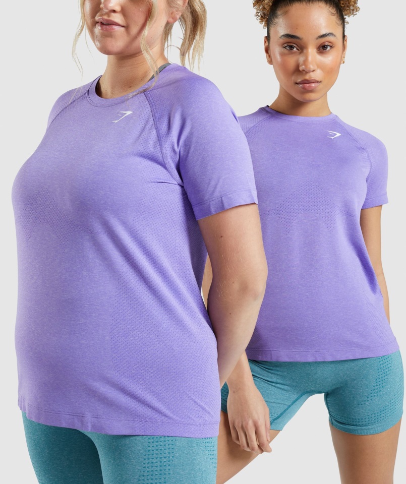 Camiseta Gymshark Violeta Brillante Jaspeado Vital Sin Costuras 2.0 Light