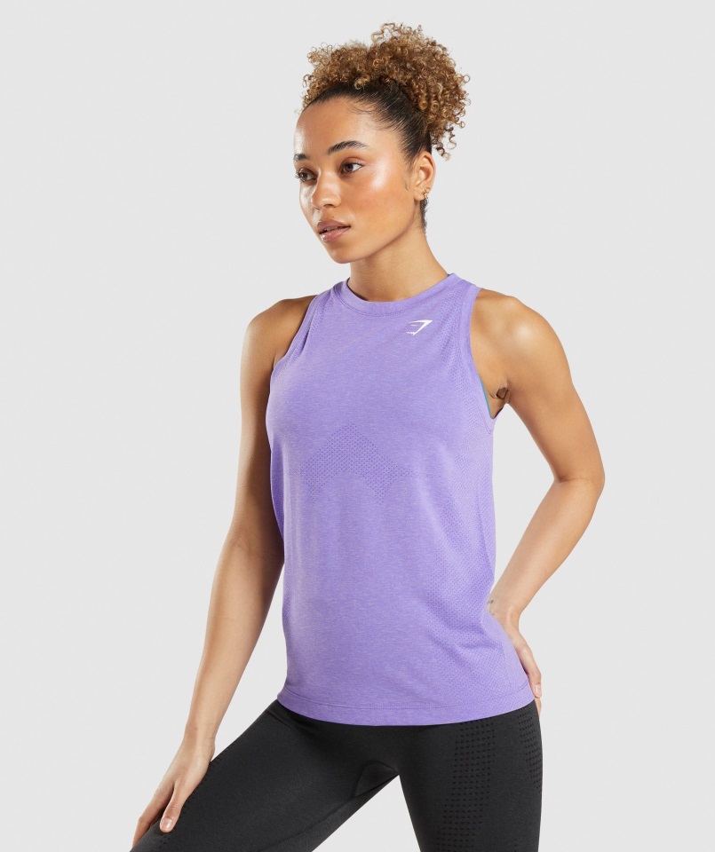 Gymshark Tanque Ligero Violeta Brillante Jaspeado Vital Sin Costuras 2.0