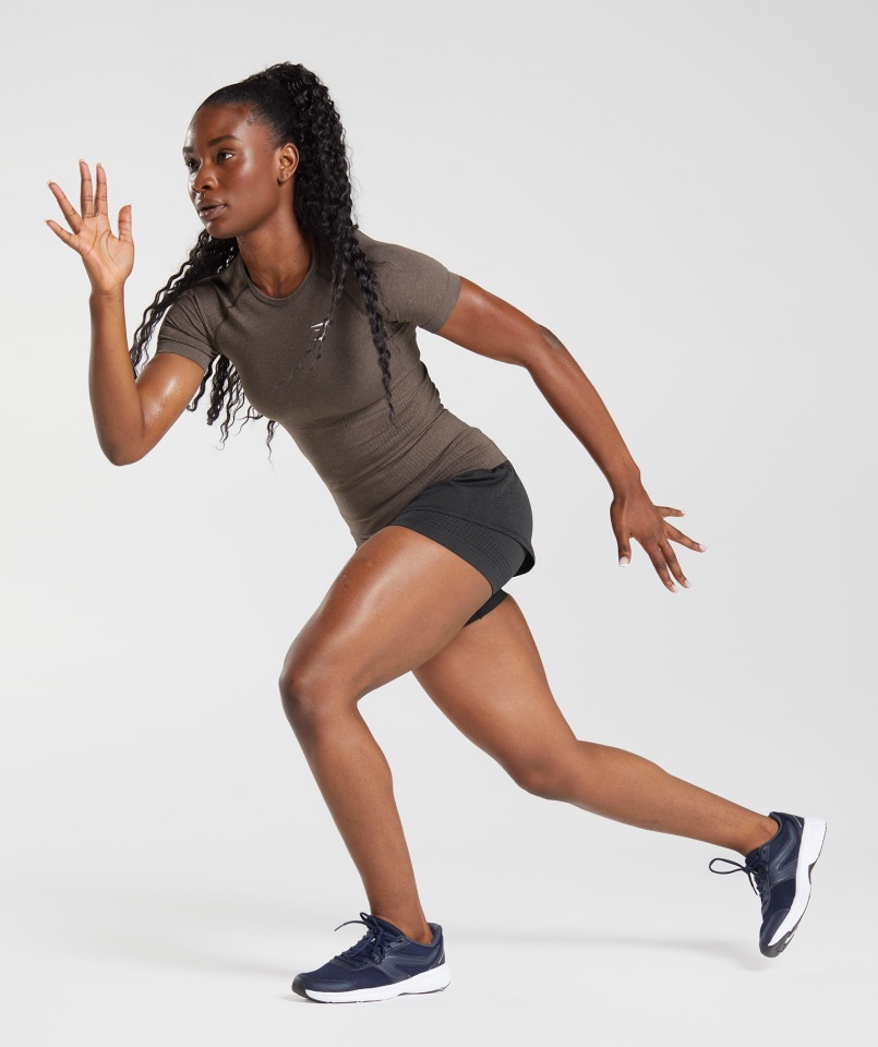 Camiseta Gymshark Marrón Jaspeado Vital Sin Costuras 2.0