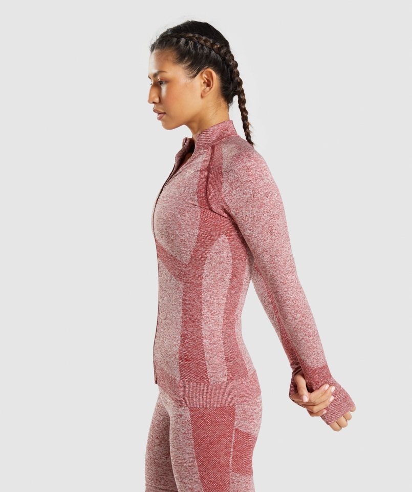 Chaqueta Flexible Con Cremallera En Burdeos Jaspeado Gymshark