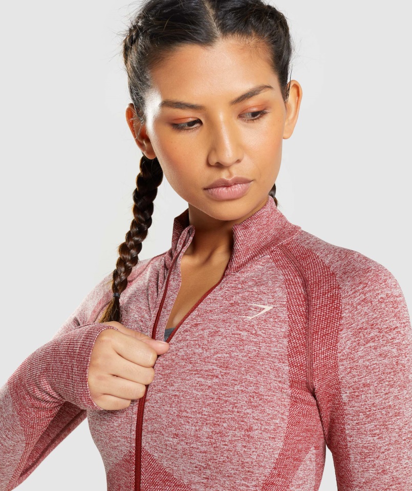 Chaqueta Flexible Con Cremallera En Burdeos Jaspeado Gymshark