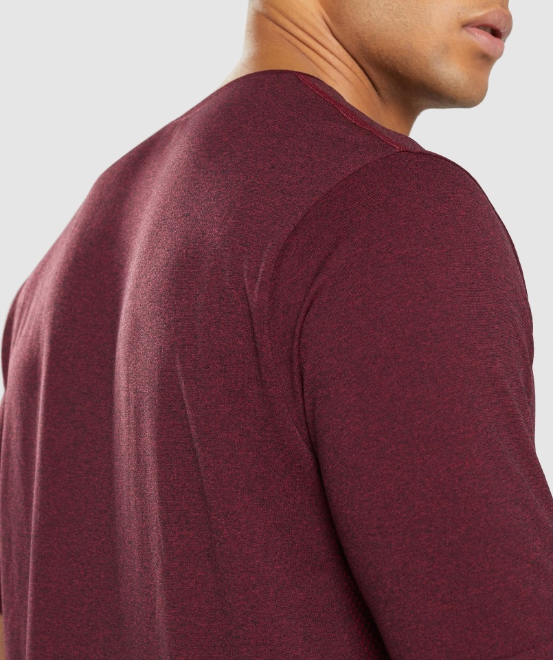 Gymshark Burdeos Rojo Jaspeado Llegada Camiseta De Manga Corta Sin Costuras