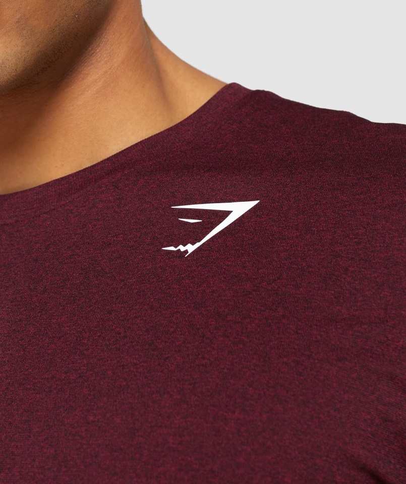 Gymshark Burdeos Rojo Jaspeado Llegada Camiseta De Manga Corta Sin Costuras