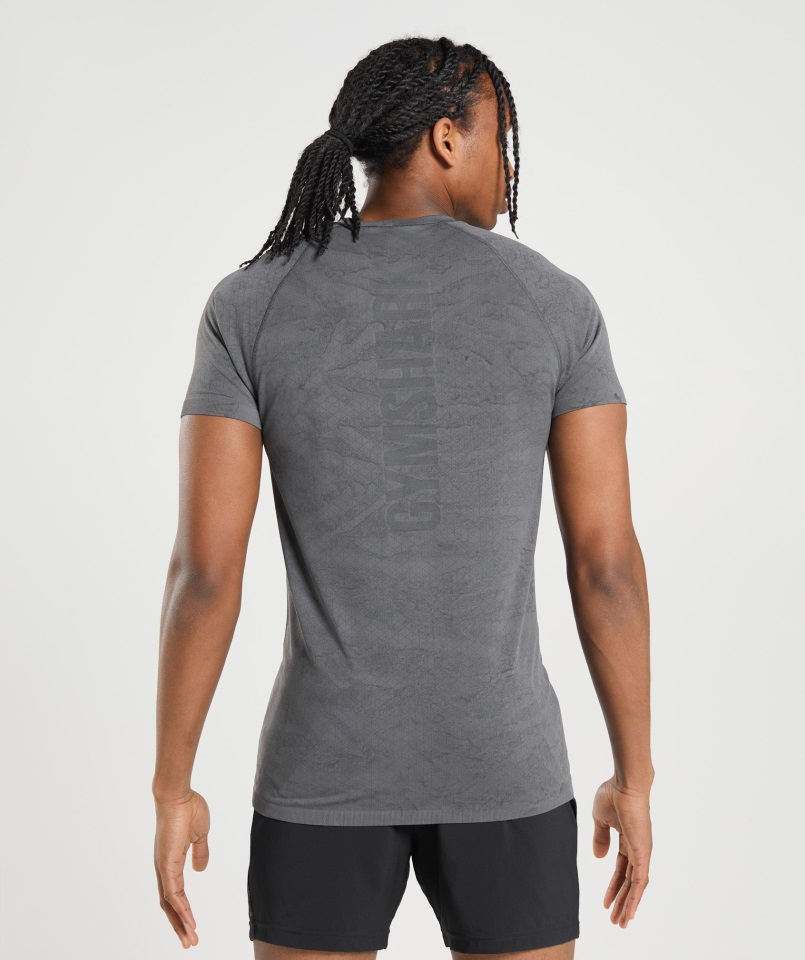 Camiseta Sin Costuras Gymshark Carbón Gris-negro Geo