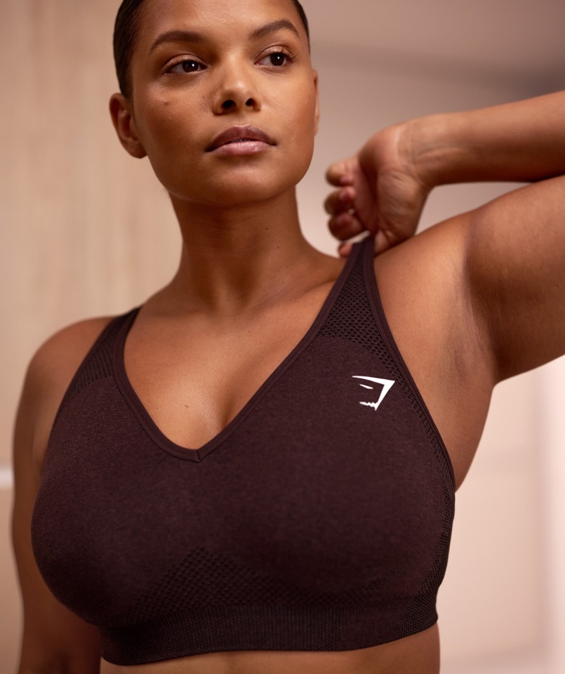 Gymshark Sujetador Deportivo Con Cuello En V Sin Costuras 2.0 Vital Marl Cherry Marl