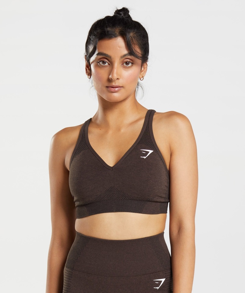 Gymshark Sujetador Deportivo Con Cuello En V Sin Costuras 2.0 Vital Marl Cherry Marl