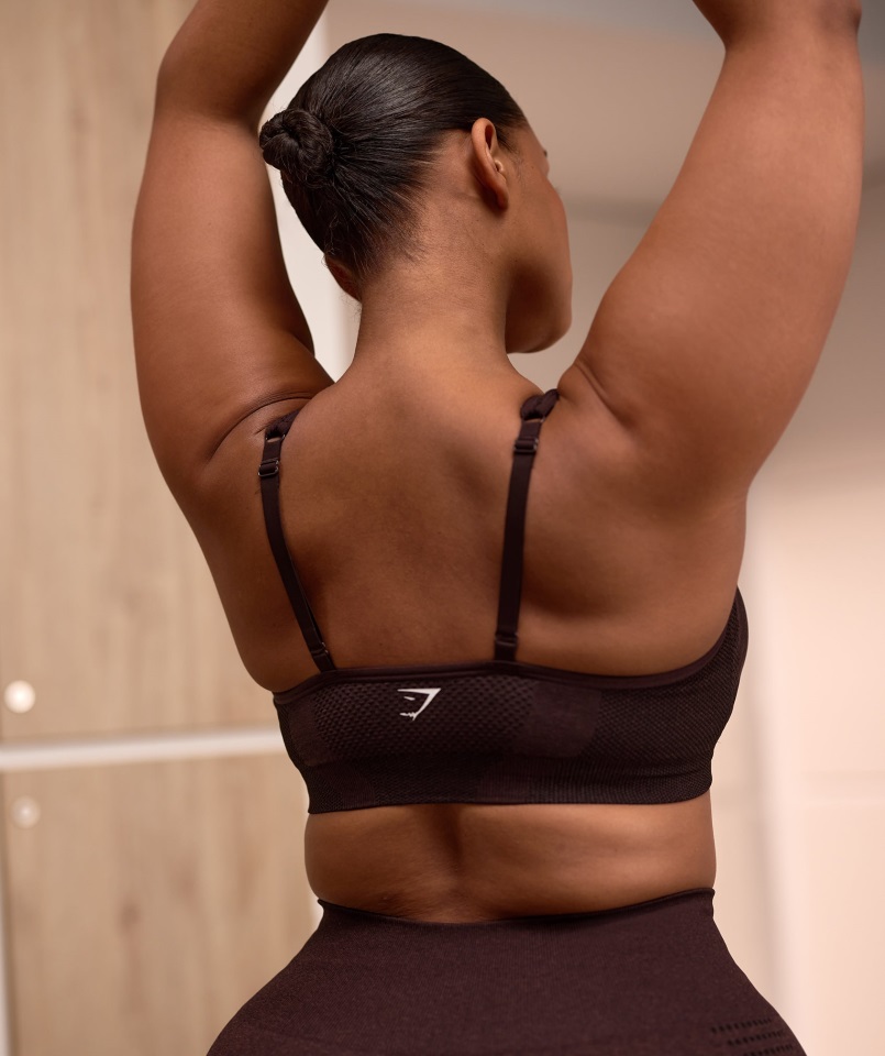 Gymshark Sujetador Deportivo Con Cuello En V Sin Costuras 2.0 Vital Marl Cherry Marl