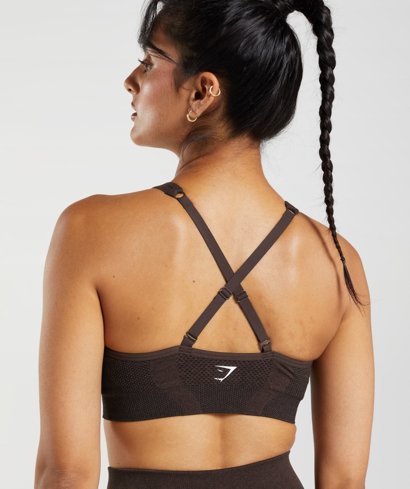 Gymshark Sujetador Deportivo Con Cuello En V Sin Costuras 2.0 Vital Marl Cherry Marl