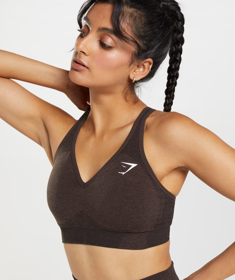 Gymshark Sujetador Deportivo Con Cuello En V Sin Costuras 2.0 Vital Marl Cherry Marl