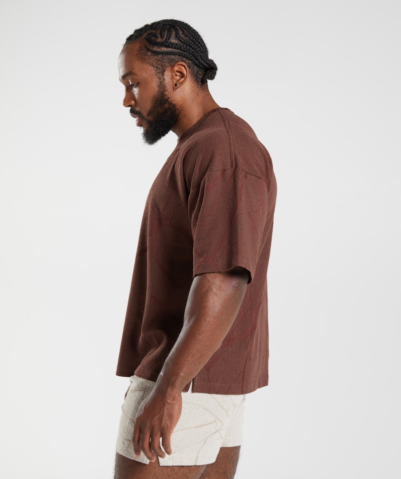 Camiseta Deportiva De Manga Corta Con Estampado Power De Color Marrón Cereza Gymshark