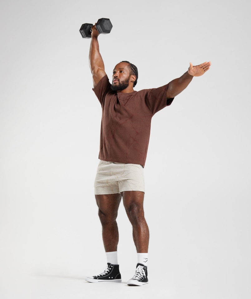 Camiseta Deportiva De Manga Corta Con Estampado Power De Color Marrón Cereza Gymshark