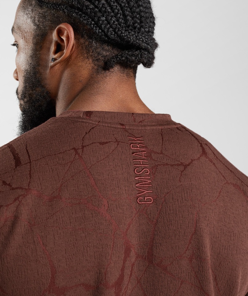 Camiseta Deportiva De Manga Corta Con Estampado Power De Color Marrón Cereza Gymshark