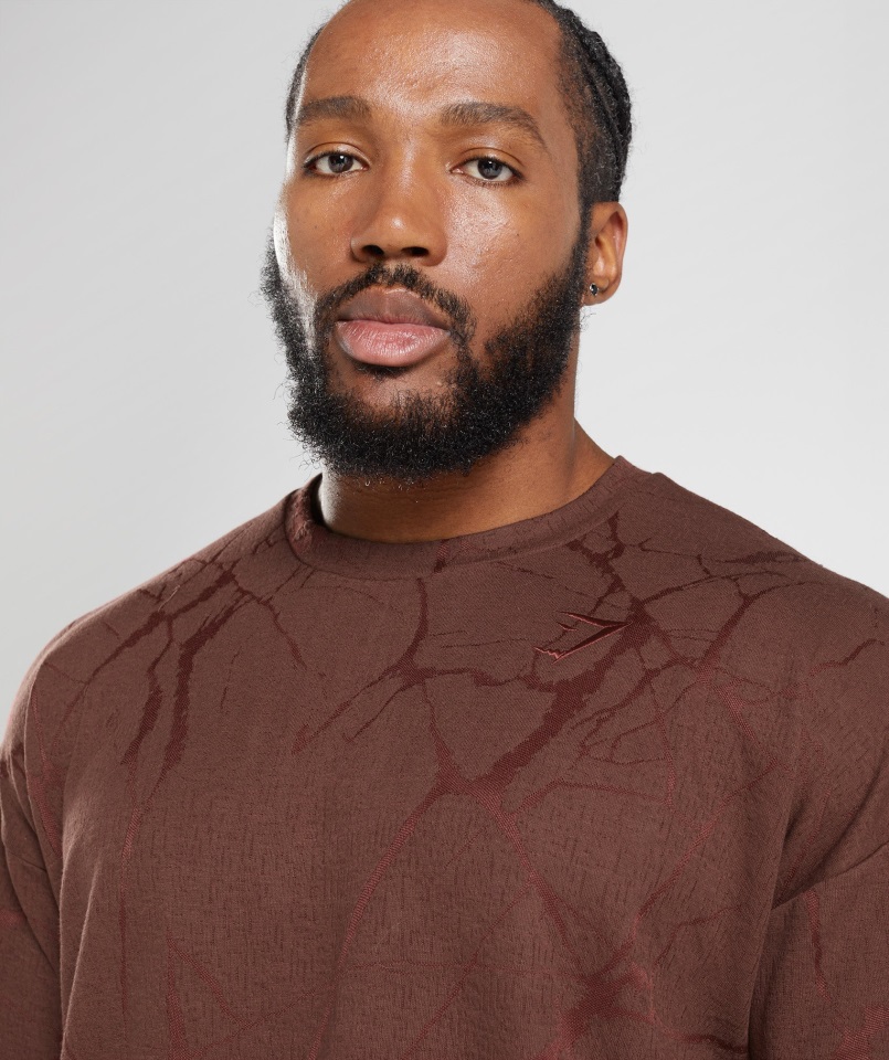 Camiseta Deportiva De Manga Corta Con Estampado Power De Color Marrón Cereza Gymshark