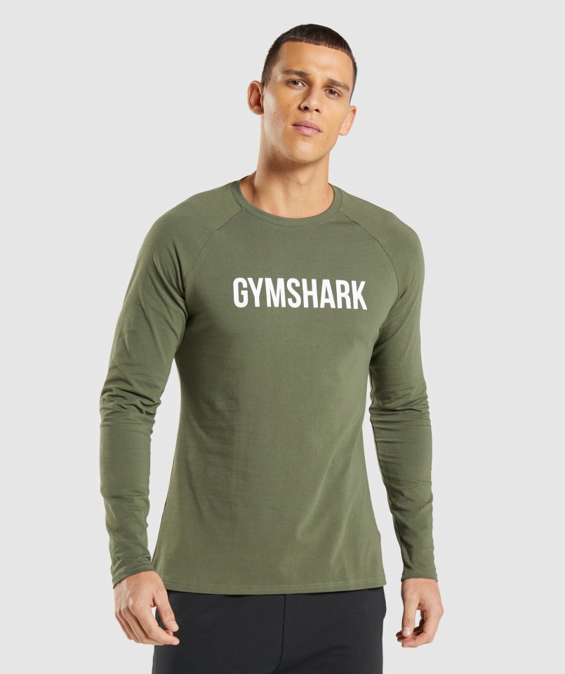 Camiseta De Manga Larga Gymshark Core Oliva Apollo