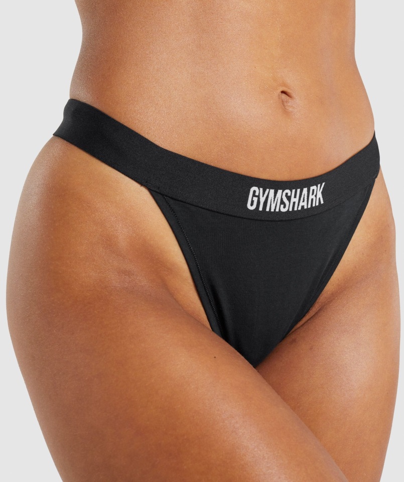 Tanga Gymshark Algodon Tiro Alto Negro