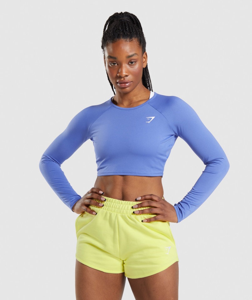 Gymshark Court Top Corto De Entrenamiento De Manga Larga Azul