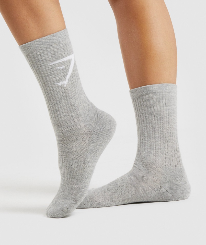Paquete De 3 Calcetines Gymshark Crew Blanco-gris Claro Jaspeado-negro