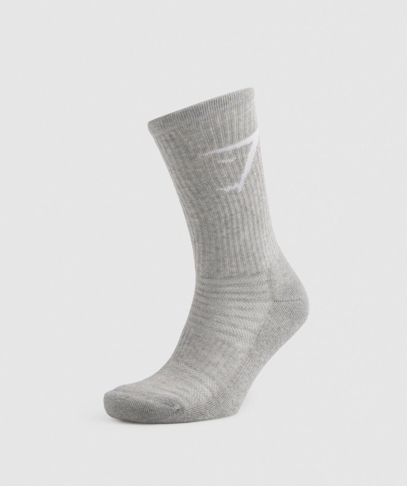 Paquete De 3 Calcetines Gymshark Crew Blanco-gris Claro Jaspeado-negro