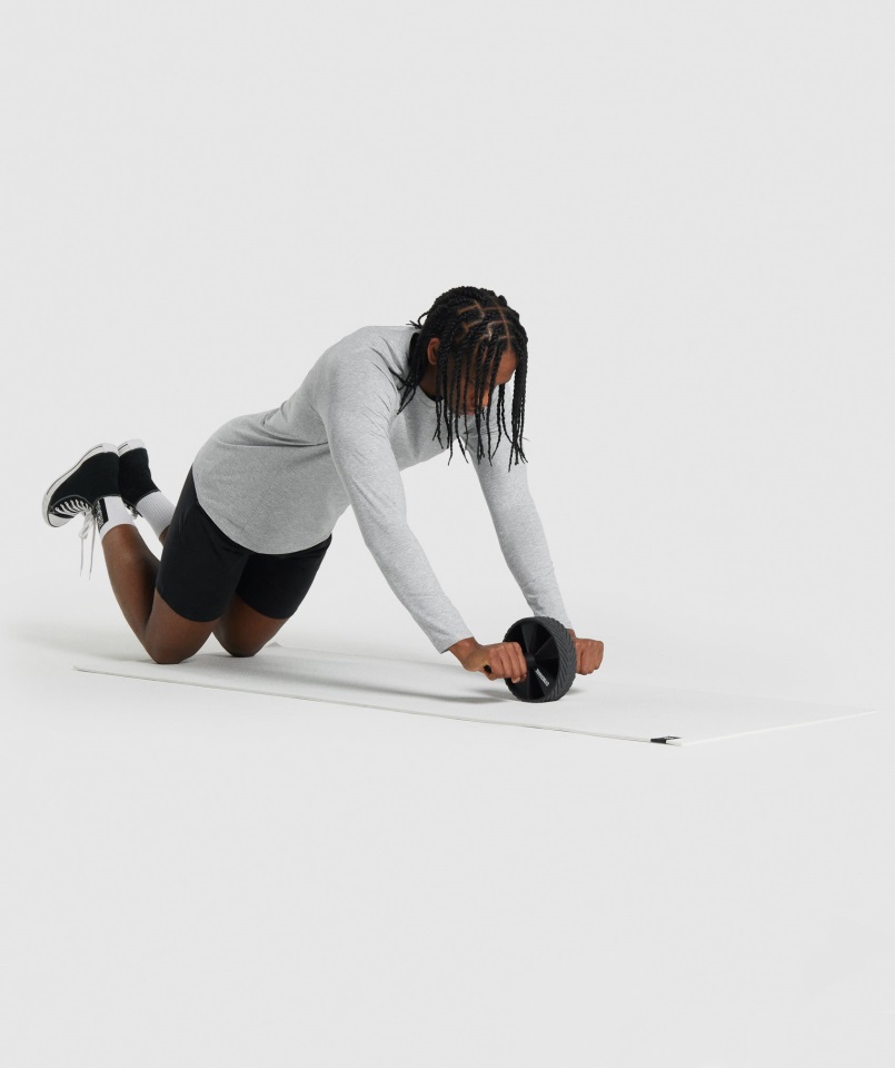 Camiseta Gymshark Critical 2.0 Manga Larga Gris Claro Jaspeado