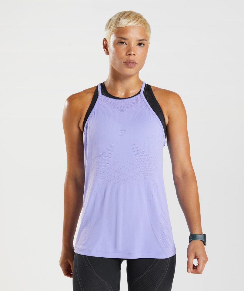 Gymshark Espolvoreado Violeta-violeta Digital ápice Tanque Sin Costuras