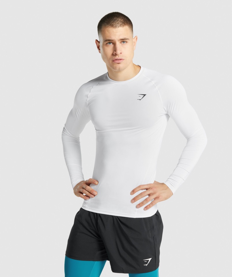 Camiseta Gymshark Element Baselayer Manga Larga Blanca