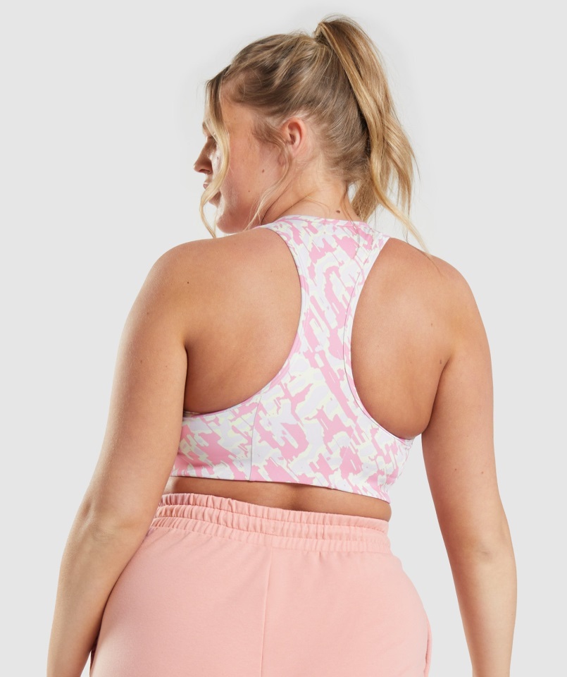 Sujetador Deportivo Gymshark Essential Racer Back Estampado Rosa