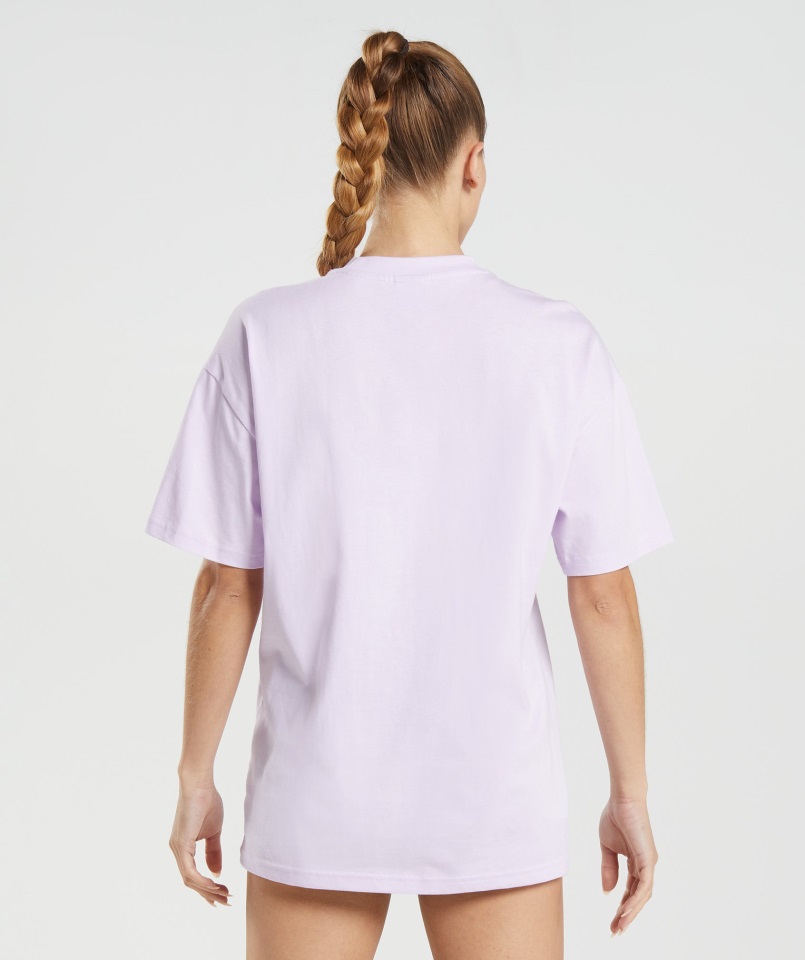 Gymshark Camiseta Extragrande Con Gráfico Del Logo Lila Desteñido
