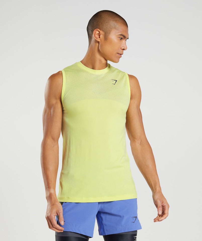 Gymshark Firefly Verde-blanco ápice Tanque Sin Costuras