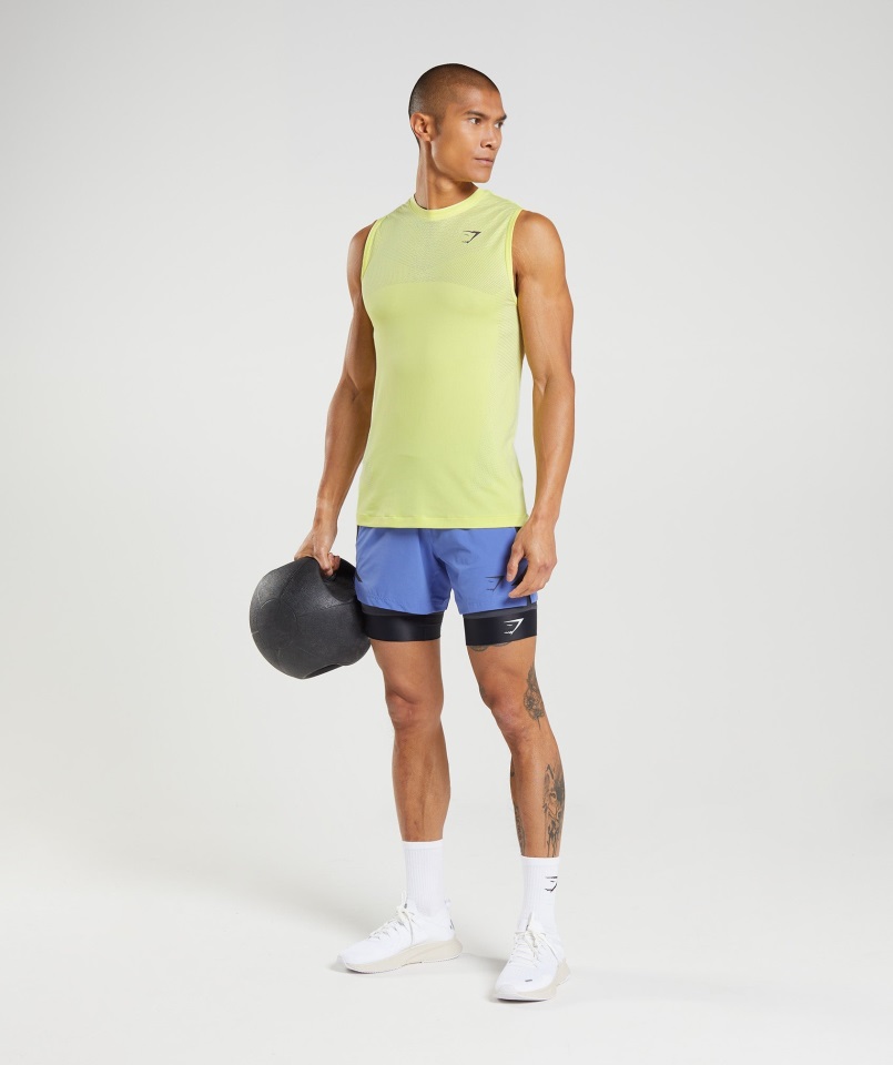 Gymshark Firefly Verde-blanco ápice Tanque Sin Costuras