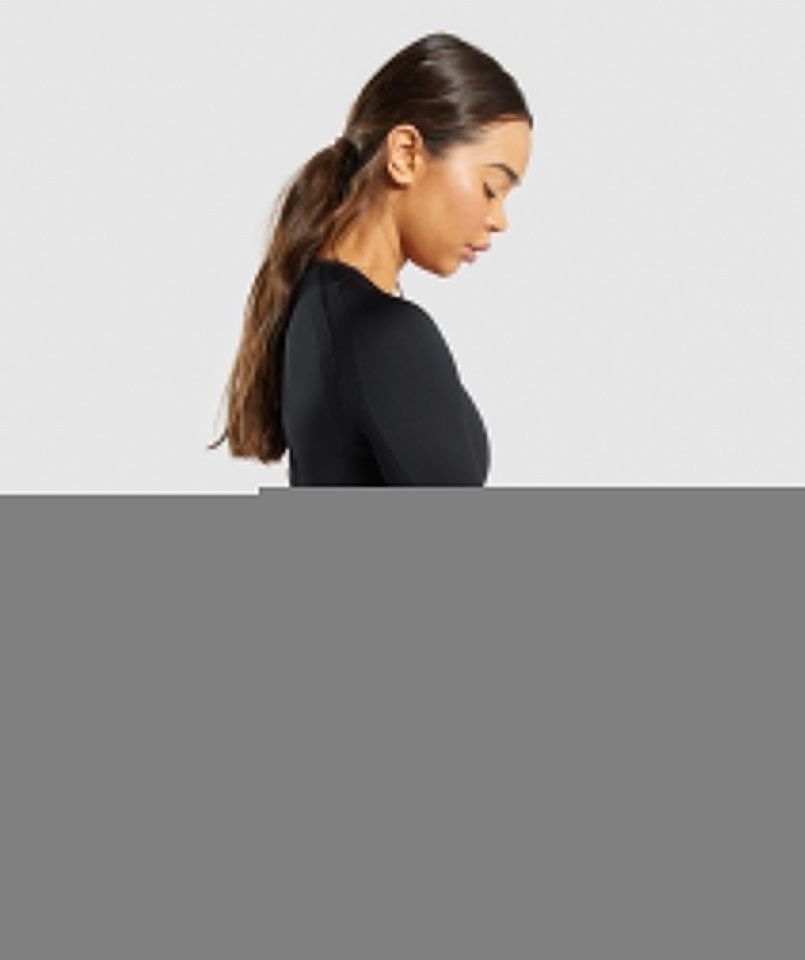 Gymshark Flex Sports Top Corto De Manga Larga Negro